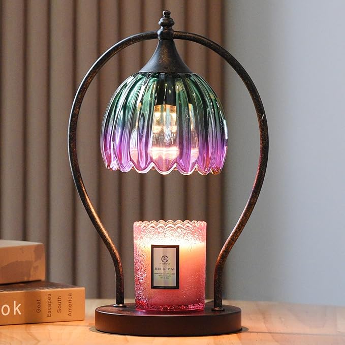Electric Candle Warmer Lamp with Timer：Scented Candle Warmer Dimmable Lamp with 2 Bulbs, Christmas Gifts for Mom Women, House Warming Gifts New Home Decor for Bedroom Living Room
