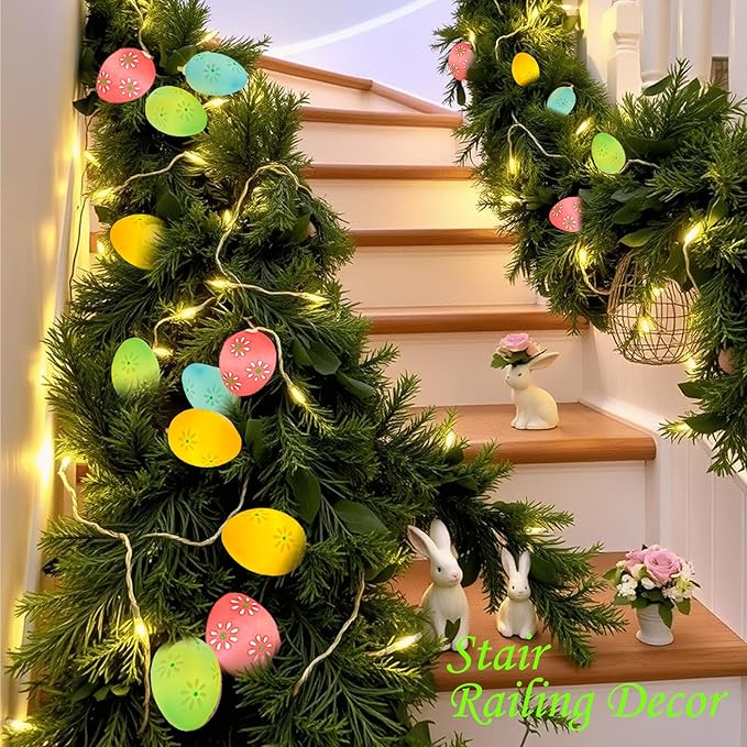 ITICdecor Easter Day Light Egg String Lights Battery Operated with Timer 5.4Ft 10LED Fairy String Lights for Easter Decor Indoor Bedroom Patio Spring Theme Party Decor