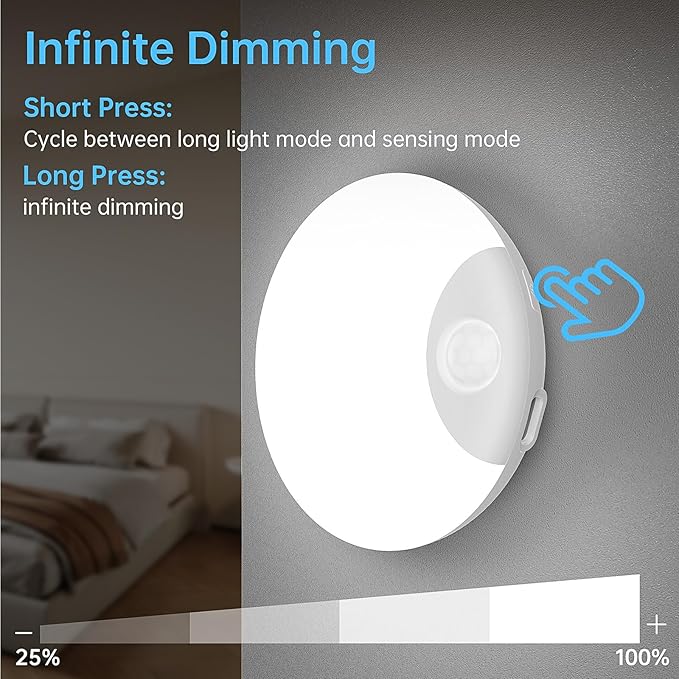 Motion Sensor Night Light,LED Rechargeable Indoor Night Lights,Magnetic Cabinet Light Closet Light for Kitchen Bedroom Bathroom Stairs 6 Pack (White Lamp)