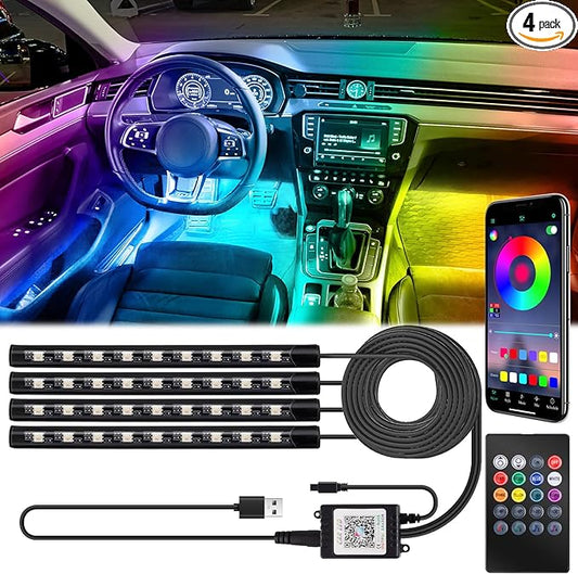 Car Interior Lights, 5V LED Strip Lights with USB Adapter, Ambient Lighting Car Accessories, App & Remote Control Music Sync Color Change Lights for Truck Car Decor (36LED Beads)