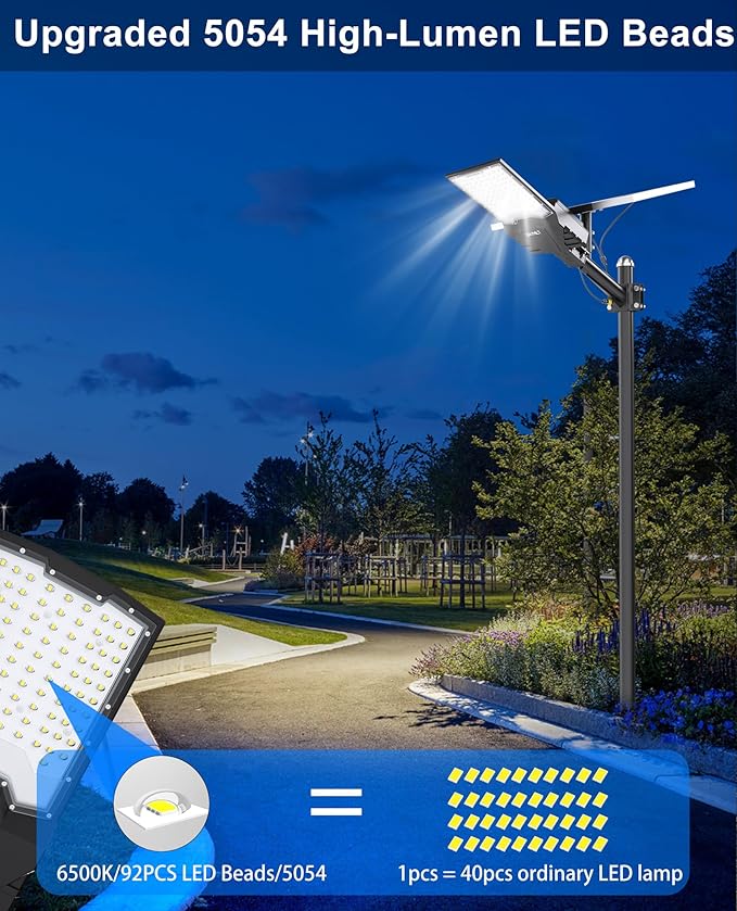 JAYNLT X-10000W Solar Street Lights Outdoor,6500K Ultra-Large Parking Lot Lights Commercial Dusk to Dawn,IP67 Industrial Grade Waterproof Solar Power Flood Security Lamps for Driveways,Yard