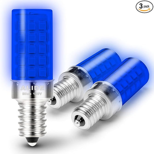 Blue E12 C7 T6 LED Nightlight Bulb,4W, 40Watt Equivalent, E12 Small Candelabra Base Blue LED Chandelier Bulb for Porch Ceiling Police Honor Christmas Holiday Festival Party Decoration Lighting ,3Pack