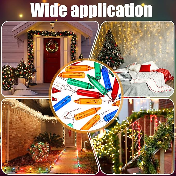 Mudder 500 Pcs Christmas Tree Replacement Light Bulbs 2.5v Christmas Light Bulbs Incandescent Xmas Decorative Replacement String Lights Outdoor Indoor(Red Orange White Green Blue)