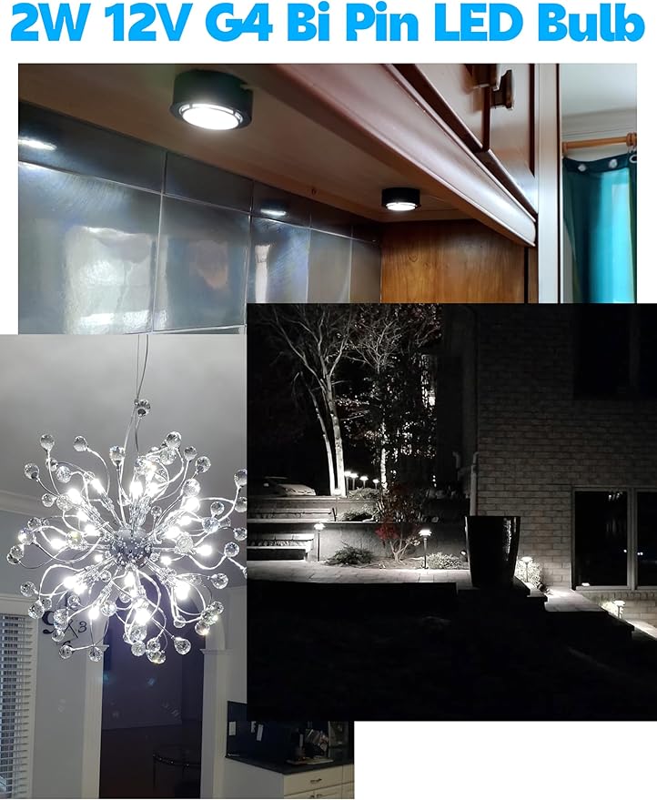 G4 LED Light Bulb 2W Equivalent to Halogen Bulb 20W-30W T3 JC Type Bi-Pin G4 Base AC DC 12V-24V 250LM Daylight White 6000K for RV Interior Boat Yacht Courtyard Path, Not-Dimmable,10pcs