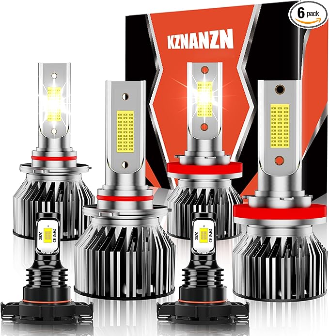 Car Light Bulbs Set Fit For Chevy Tahoe 2007 2008 2009 2010 2011 2012 2013 2014 2015,High Low Beam Fog Light Bulbs Combo Pack,6500K White Plug and Play Car Driving Lights Bulb,IP68 6-Pack