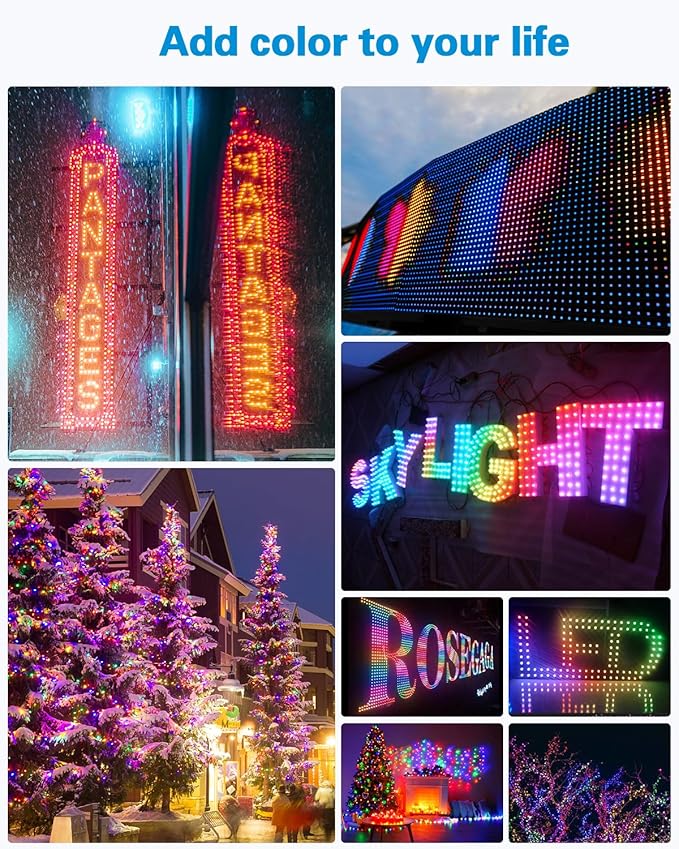 ALITOVE WS2811 12V LED Pixel Lights with xConnect RGB Addressable Bullet Pixels String Lights 100pcs IP68 Waterproof 12mm Diffused Programmable Color Chasing for Halloween Christmas Outdoor Decor