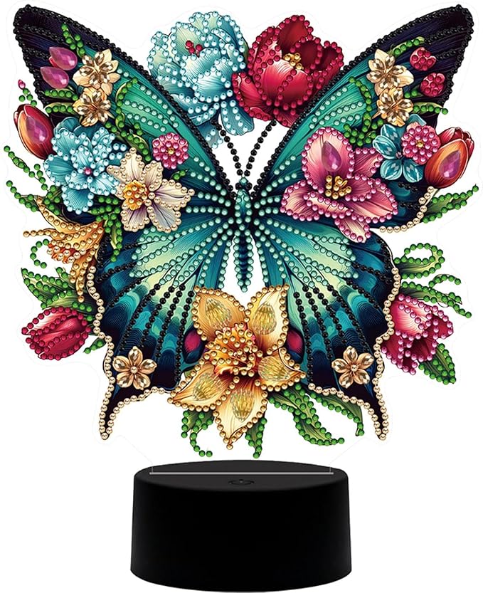 Cute Butterfly Diamond Art Painting Night Light,Diamond Art Painting Kits Desktop Touch Lamp Ornaments for Tabletop Decor Diamond Art Accessories for Adult Beginner Bedrooms Living Room