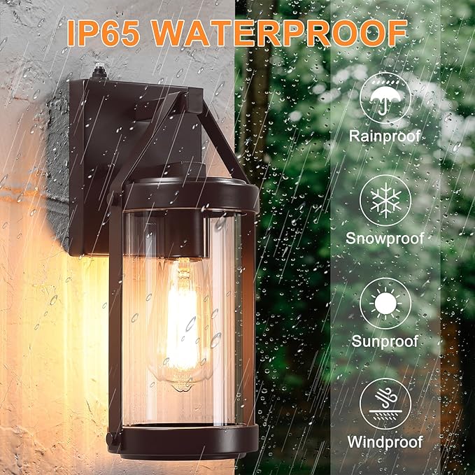 LONEDRUID Dusk to Dawn Sensor Outdoor Wall Sconce Lighting Waterproof Exterior Porch Lantern Rustic Outside Garage Light Fixtures Wall Mount for House Patio Front Door