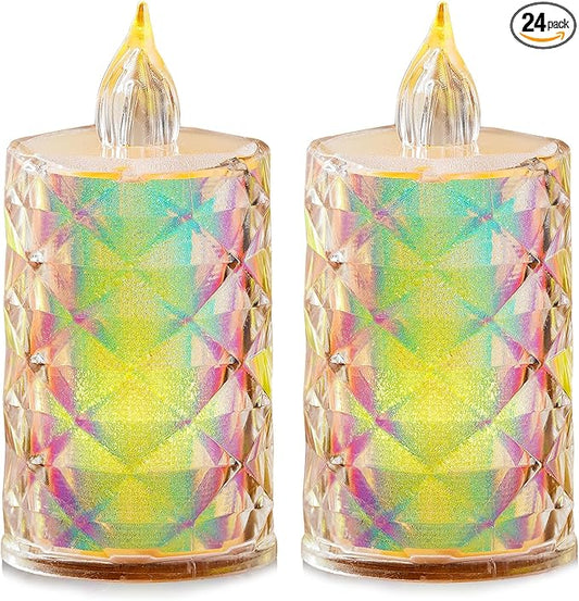 24 Pack Battery Operated Flameless Tea Lights LED Candles Battery Life Over 200 Hours Tabletop Decorative Lights for Halloween/Christmas Party Wedding Centerpieces