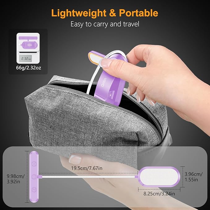 Gritin Rechargeable Book Light for Reading in Bed with 19 LED &Memory Function-Eye Caring 3 Color Temperatures,5 Brightness Levels,90 Hrs Runtime Flexible Goose Neck Clip on Light-Purple