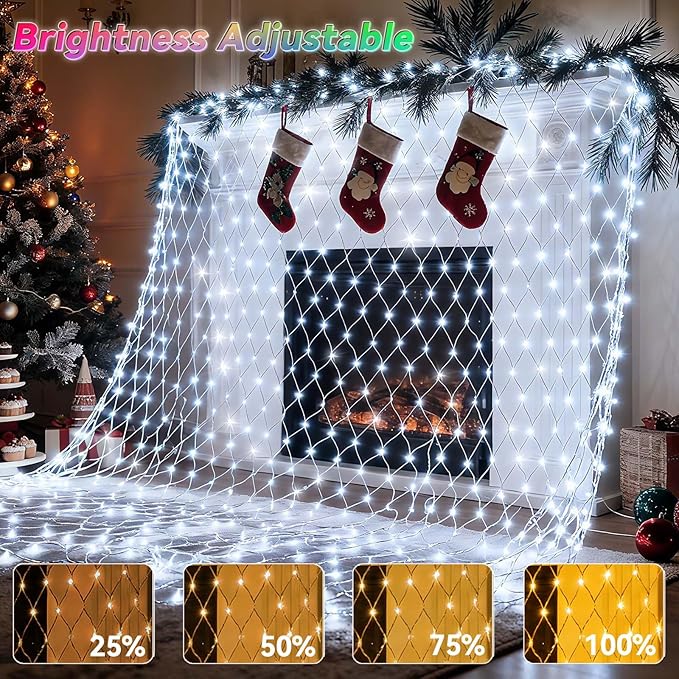 LitHome 10.5 x 10.5FT Christmas Net Lights Outdoor, 35 Colors Changing 288 LED Christmas Net Lights with Remote Connectable, 9 Modes RGB Mesh Light Plug in for Bushes, Garden, Gazebo, Holiday Decor
