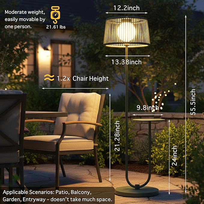 EcoGreen U-Shaped Solar Coffee Table Lamp – 21×14×55 Inch Modern Outdoor Standing Lamp, Solar Powered, 8H Warm Glow, Waterproof for Porch, Balcony, Garden, Poolside & Patio (Green, Single Pack)