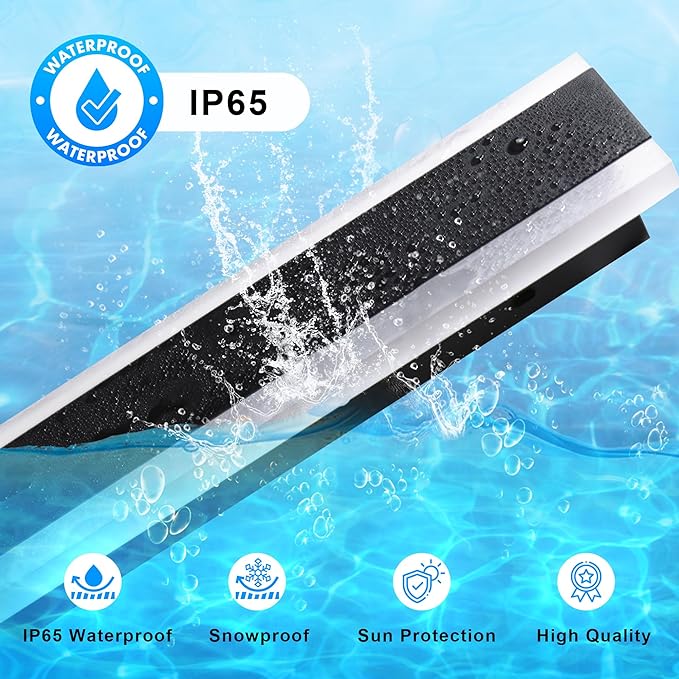 Outdoor Wall Light Fixtures Modern Long LED Wall Sconce Black Exterior Light Fixture Ip65 Waterproof Wall Lamp 45w 3000k Metal Rectangular Wall Lights For Villa Patio,Courtyard,Porch Bedroom,49.2''