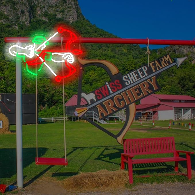 Archery Neon Sign for Sports Fan, Hunting Led Light for Playing Archer Fan, Hunting Decor, Club, Game Room, Wall Decor, Game Sport, Archer Light Up Sign for Man Cave
