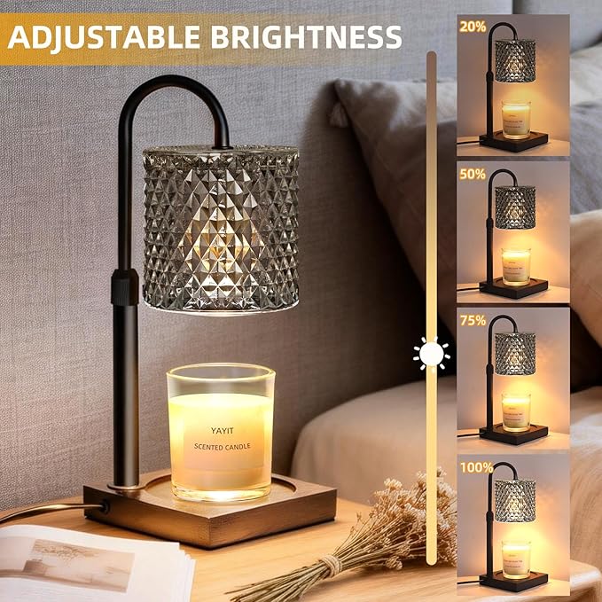 Candle Warmer Lamp with Timer Dimmer Adjustable Height, Candle Warmer with 2 Bulbs for Jar Candles, Home Decor, for Women Birthday 2 Pack