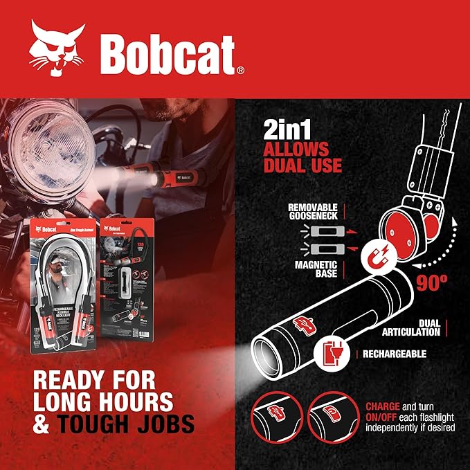 CJ TECH Bobcat Rechargeable Neck Light for Reading, Crafts, and Work – Flexible LED Reading Light Around Neck with 3 Modes, Magnetic Base, Type-C Charging – LED Hand Free Work Light