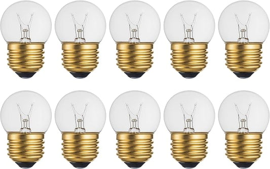 OHLECTRIC 10 Pack - S11 Clear Night Bulbs | Dimmable | 7.5W Incandescent Light Bulb with E26 Medium Base | 40 Lumens Brightness | 2700K Warm White Light for Home Illumination