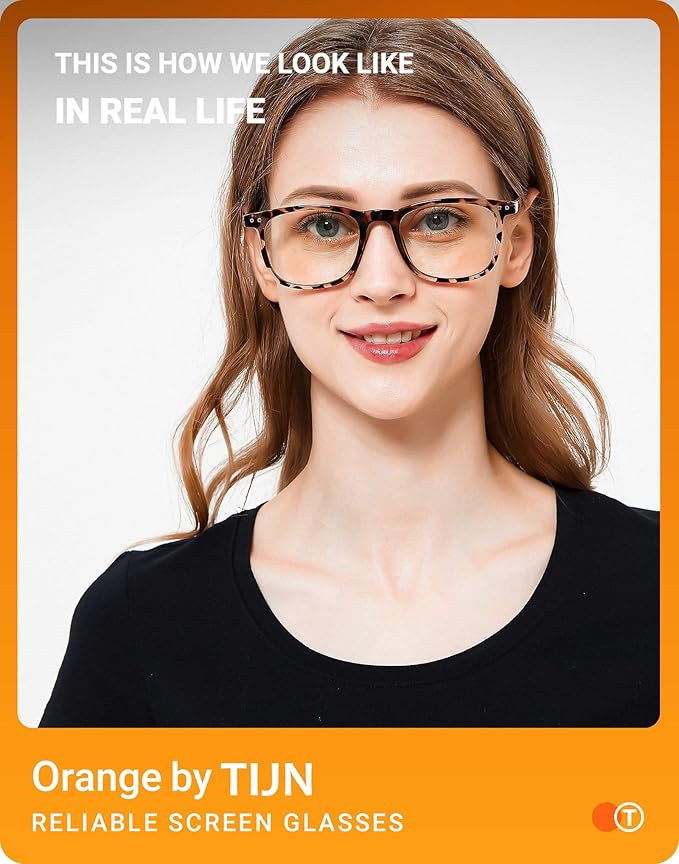 TIJN Sleep Glasses Blue Green Light Blocking Dual AR Coatings Amber Lens for Computer Gaming Screen Fatigue & UV Protection