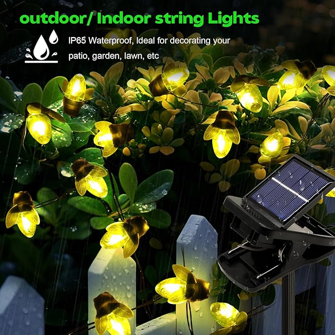 ANGMLN Solar Firefly Lights, 30 LED Solar Fireflies Lightning Bugs Fairy String Lights Outdoor Decor 19.6FT Solar Powered String Lights Waterproof for Garden Patio Home Wedding Party Spring