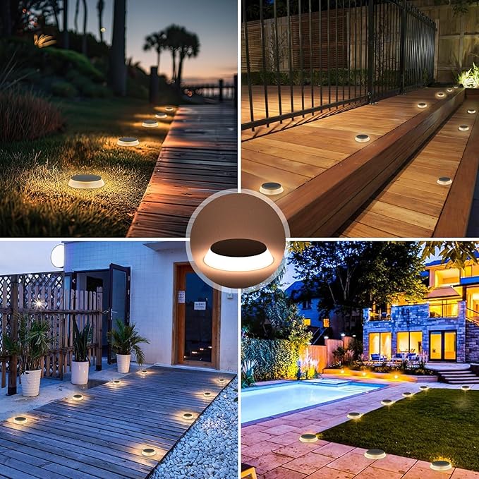 Outdoor In Ground LED Well Lights, Warm White Φ1.36in Low Voltage 12V DC In-Ground Lights, IP67 Waterproof Landscape Lighting for Yard Floor Pathway Driveway Deck Step, 8 Pack