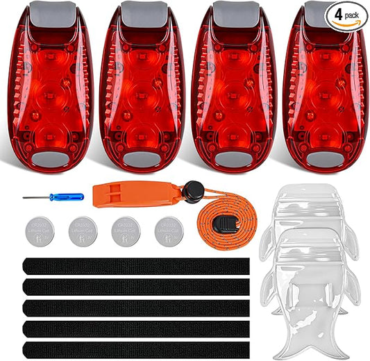 Nilight LED Safety Light 4PCS Red Marine Navigation Bike Tail Lights Three Modes Waterproof Reflective Gear Clip On Flash Strobe Indicator Lamp for Night Boating Fishing Cycling Jogging