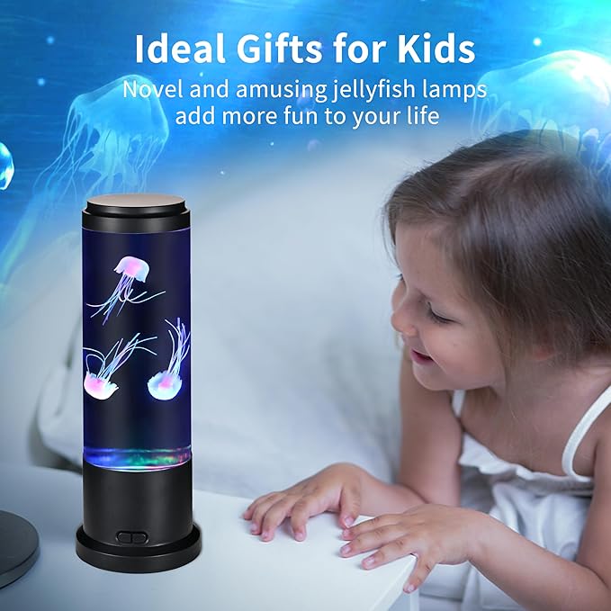 EDIER Jellyfish Lamp, 11 Inch Jellyfish Aquarium with Color Changing Light, Noiseless Pump, USB/Battery Powered Mood Light for Home Decor Kids Men Women