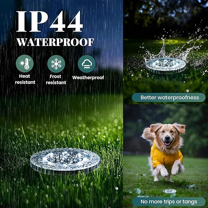 10 Pack Small Solar Ground Lights, Pathway Lights Waterproof, Outdoor Solar Light for Garden, Driveway, Walkway, Backyard (Cool White)