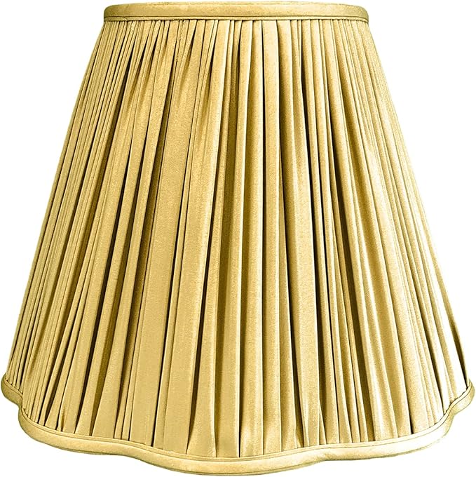 Royal Designs, Inc. BS-754-14AGL Bottom Scallop Gather Pleat Basic Lamp Shade, 7 x 14 x 11.5, Antique Gold