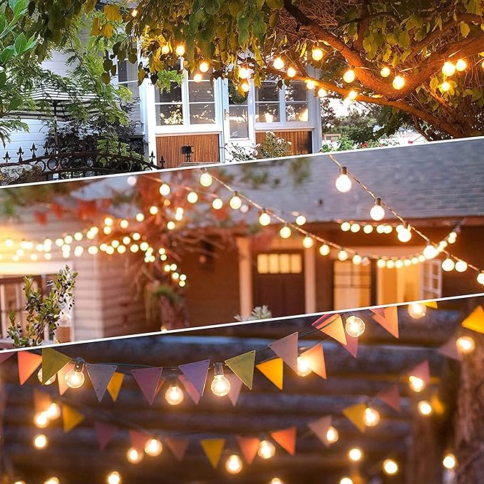 Outdoor String Lights 300FT Waterproof Globe String Lights with 150+4 Shatterproof G40 LED Bulbs,Dimmable Connectable Patio Lights String for Hanging Bistro Backyard Gazebo,2-Pack x 150 FT