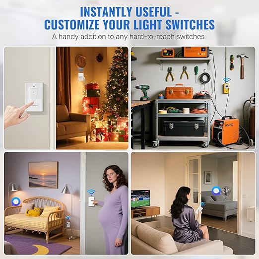 Remote Control Outlet WILAWELS Wireless Light Switch, 2 Pack Expandable and Removable Remote Outlet Switches for Christmas Light, Lamp, Appliance, FCC Listed, 1 Controller for 2 Outlets W05RC1206