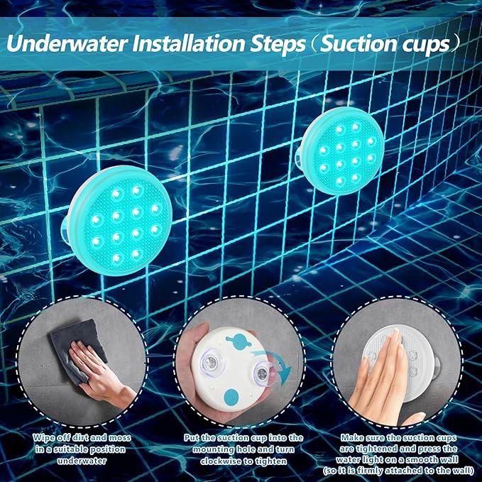 Rechargeable Submersible LED Pool Light With Remote - IP68 Waterproof 16 Colors, 2600mAh Battery, Magnet for Inground Pool, Hot Tub, Pond (1 Pack)