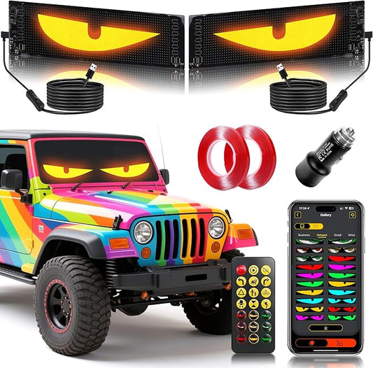 Next-Gen 5800 Lux LEDs - CRILEAL Ultra-Bright Sync LED Display (23.4"x4.73") – APP/Remote Programmable for Scrolling Text & Animation – for Cars, Stores – USB Powered（2pcs）