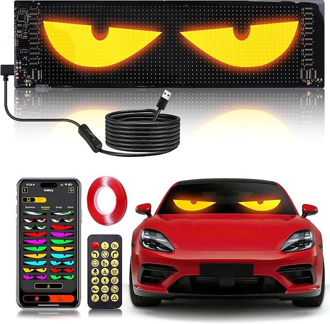6.8"x2.8" APP & Remote Controlled LED Car Sign – Programmable Text/Animations, Flexible Digital Display for Rideshare, Taxi, Night Ads（Light 1pcs）