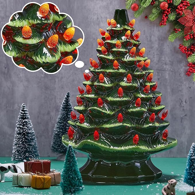 Boao 120 Pcs Ceramic Christmas Tree Replacement Lights Clear Plastic Flame Peg Bulbs Accessories for Ceramic Christmas Trees and DIY Projects(Red,Small)