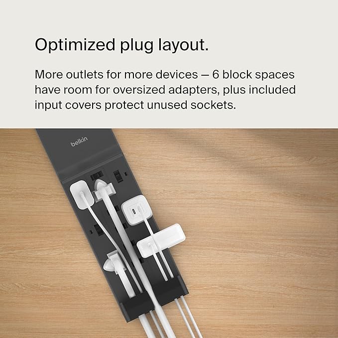Belkin 12-Outlet Surge Protector Power Strip w/ 12 AC Outlets & 8ft Flat Plug, UL-Listed Heavy-Duty Extension Cord for Home, Office, Travel, Computer, Laptop, Charger - 3,940 Joules, Pack of 3
