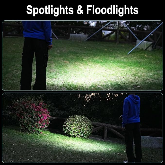 BORUIT EV10 Rechargeable EDC Flashlight with Spot and Flood, Super Bright Pocket Flashlights with Clip, RGB Light & IP66 Waterproof, Dual Switch Small Flashlight Magnetic for Outdoors, Emergency
