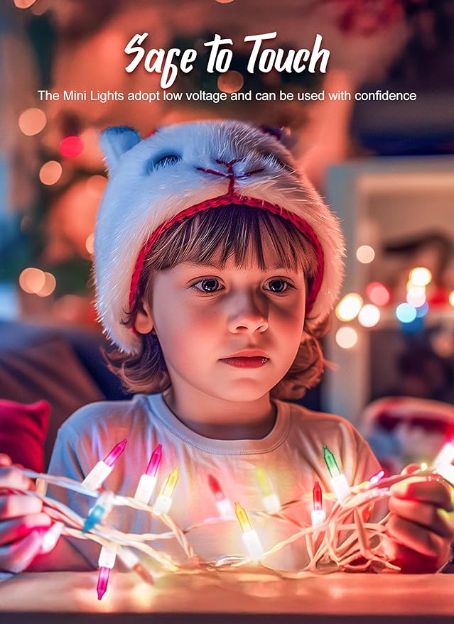 Brightown Easter Decorations Mini String Lights, 50 Count 12 Feet Easter Mini Lights, Waterproof String Light Plug in for Indoor Garland Party Christmas Tree Festival, Pink + Multicolor