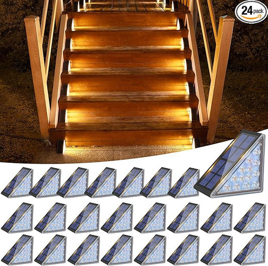 VOLISUN Solar Step Lights for Outside, Solar Stair Lights Outdoor Waterproof IP67, LED Outdoor Step Light, 80 Lumen, Deck Light for Outside, Front Porch and Patio(Black,24 Pack)