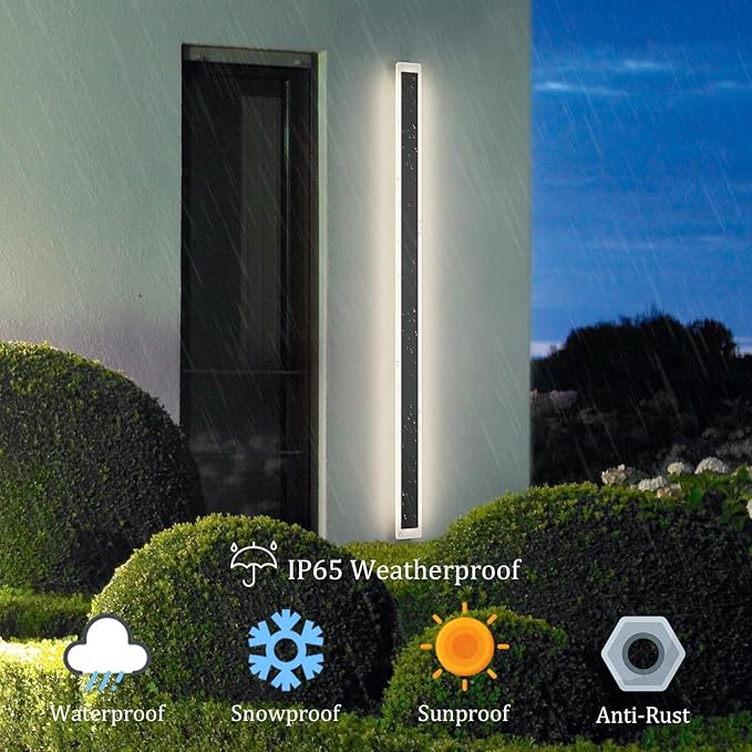 59In Long Outdoor Wall Light 4000K Dimmable IP65 Waterproof Linear Outdoor Light Modern Exterior Wall Lighting for Porch House