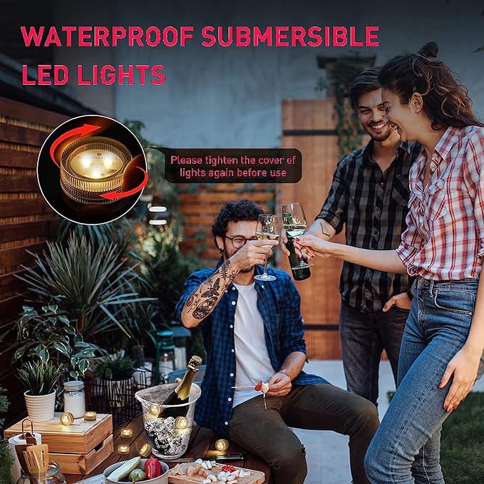 Submersible Tea Xmas Christmas Decorations Lights Candles – 20 Pack Battery Operated LED Fake Candles | Mini underwater Led Tealight Accent Lights for Pool Pond Wedding Party Decoration (Warm White)