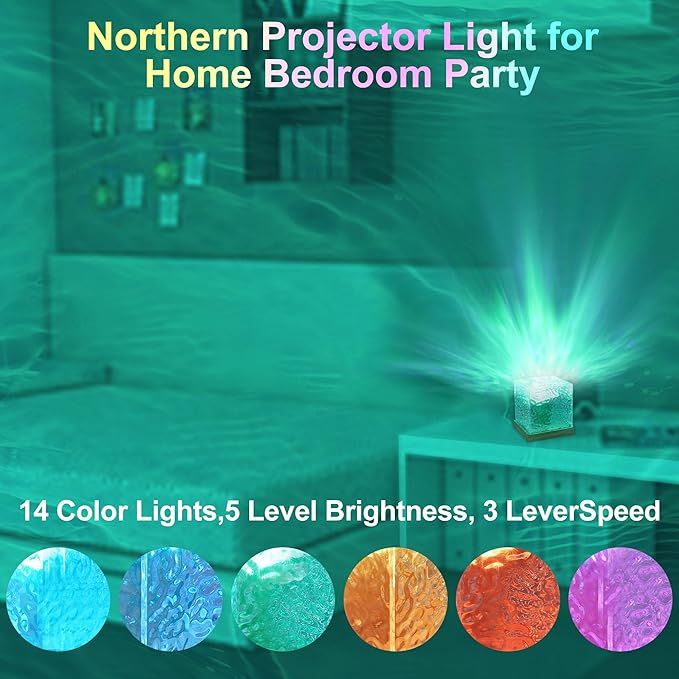 RICHMYC Ocean Wave Projector Light, 16 Colors Gradual Rotating Water Lamp with Remote Control, Beach Decor Sea Themed Northern Lights Projector for Office Bedroom Bar Restaurant(Large Wood)