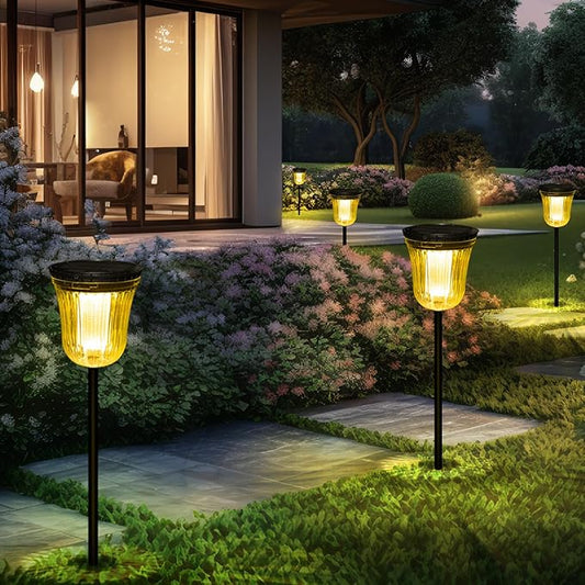 Solar Pathway Lights Outdoor, Solar Lights Outdoor Waterproof IP65, 200 LM Auto On/Off Solar Lights Garden,Outdoor Solar Lights for Yard Garden Walkway Driveway Path