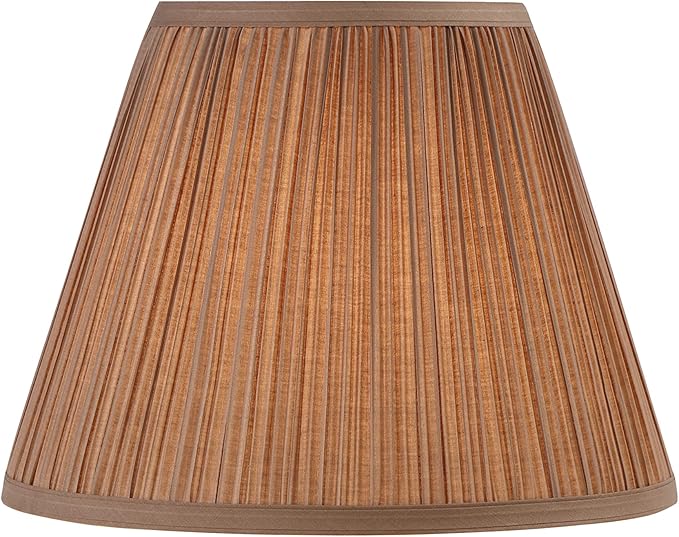 Aspen Creative 32072, Hardback Empire Transitional Spider Lamp Shade, Mushroom Pleated Sienna Brown, 7" Top x 13" Bottom x 10" Slant