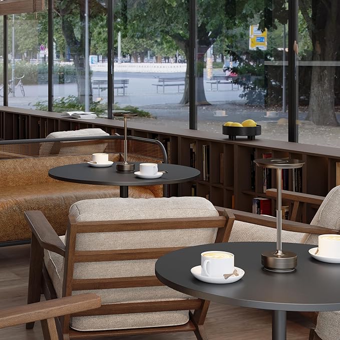 2 Pack Rechargeable Cordless Table Lamps, Portable 5000mAh Battery Table Light, 3 Color Stepless Dimming LED Table Light with Memory Function, for Outdoor/Dinner/Patio/Restaurant.(Light Cafe)