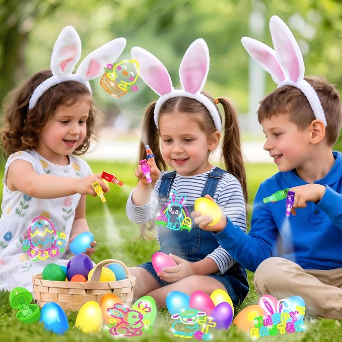 24 Pack Easter Party Favors for Kids, Easter Finger Lights Easter Basket Stuffers for Kid, Easter Egg Hunt Filling Treats Easter Basket Stuffers for Toddler Teens Boys Girls