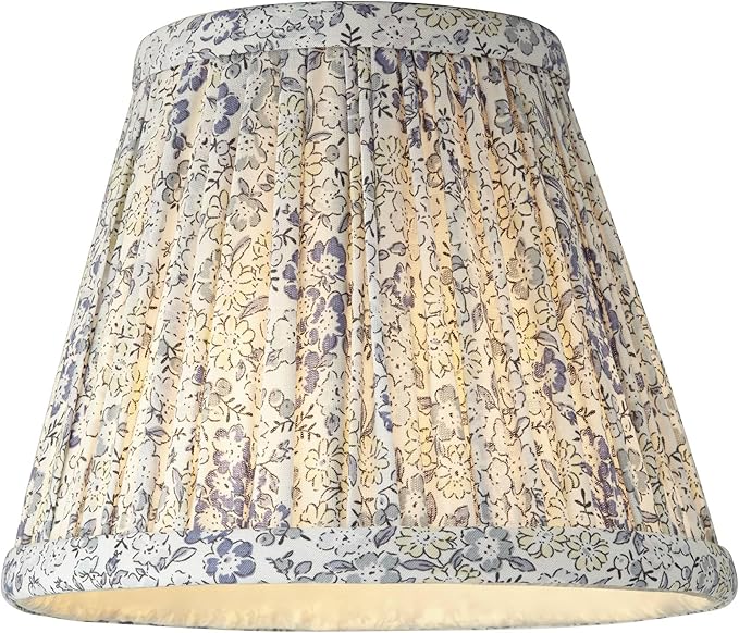 Springcrest Nelle Blue Gray Yellow Floral Pleat Cottage Core Shade 3.5x6x5 (Clip-On) - Springcrest