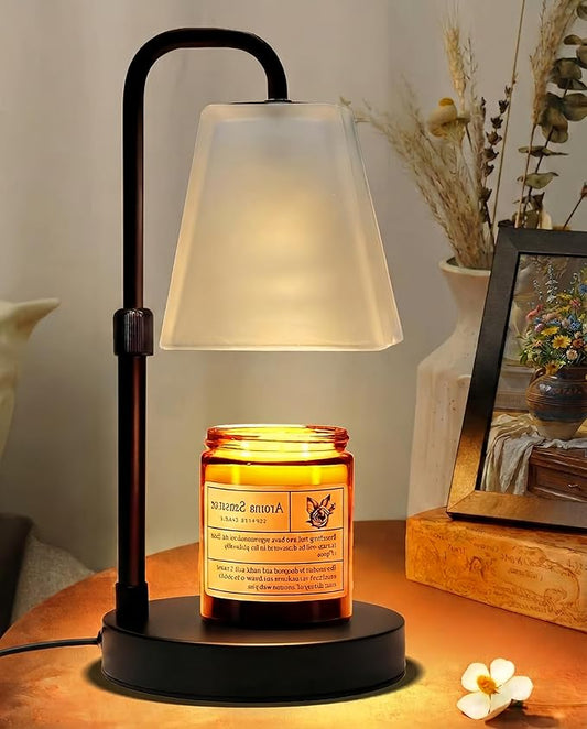Candle Warmer Lamp with Timer Electric Wax Warmer for Scented Wax Melt Warmer Melter for Jar Candles Dimmable Adjustable Height Gifts for Women Mom House Warming Frossted Glass Black