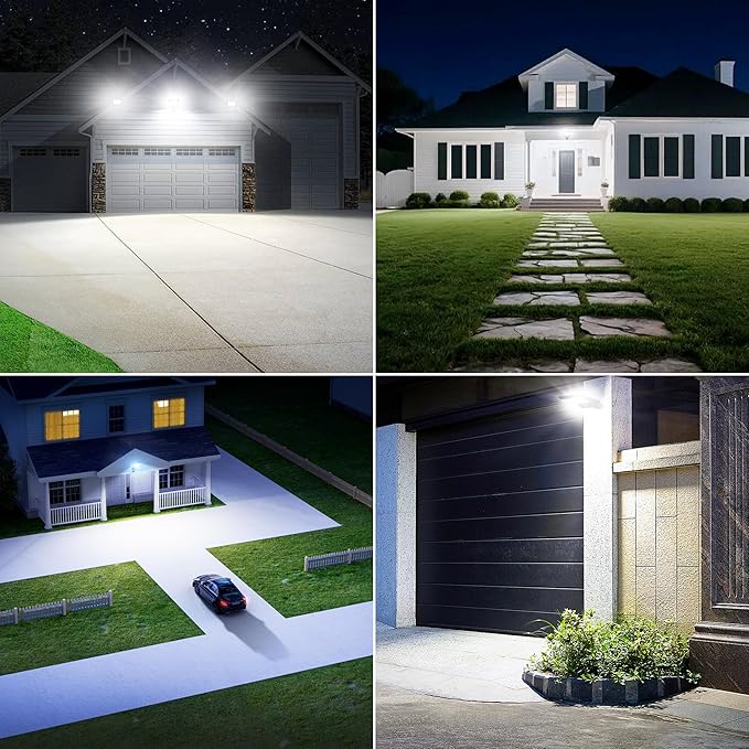 Solar Lights Outdoor Waterproof - 6500K Solar Street Lights Outdoor IP66 Waterproof LED Flood Light with Motion Sensor and Remote Parking Lot Lights Dusk to Dawn for Backyard/Outside/Garage 2Packs