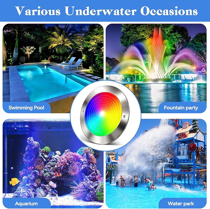 LED Pool Lights for Inground Pool with 3 Control Way (App/Remote/Manual Controller), 54W 10 Inch Color Changing Underwater Swimming Pool Light for 10" Large Wet Niches - 120FT
