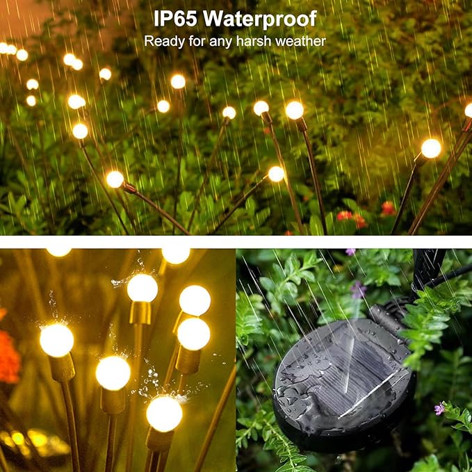 Solar Garden Lights Outdoor, 4Pack Firefly Garden Lights, Outdoor Decorations for Yard Patio Pathway, Gift for Mom
